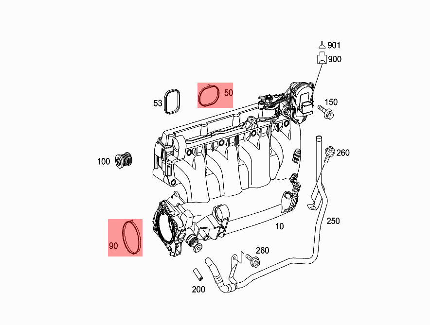 Mercedes-Benz純正部品 :: メルセデス・ベンツ純正部品 :: エンジン関連部品 :: M271エンジン・ベンチレーションホース ・リペアキット